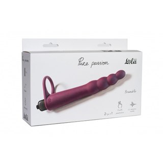 Strap on silikonowy Pure Passion bordowy wibrujący 16 cm