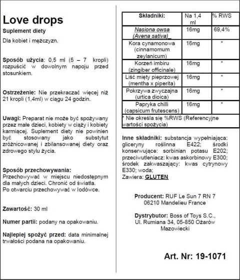 Krople afrodyzjak Love Drops Ruf 20 ml