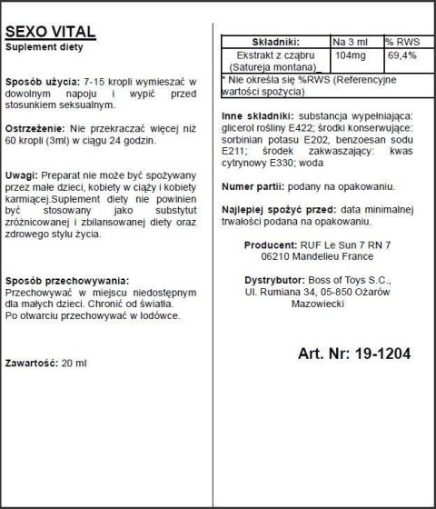 Krople miłości Sexovital ziołowe dla par 20 ml