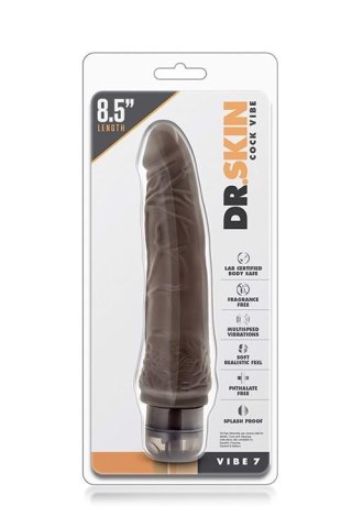 Realistyczny wibrator Dr Skin Cock Vibe czekoladowy 7 cali