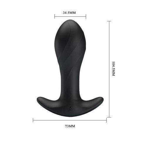 Korek analny wibrujący Pretty Love silikonowy 12 funkcji USB czarny 10,5 cm
