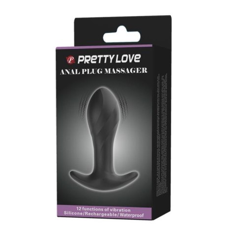 Korek analny wibrujący Pretty Love silikonowy 12 funkcji USB czarny 10,5 cm