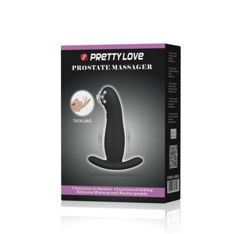 Masażer prostaty Pretty Love wibrujący łaskoczący czarny USB 13 cm