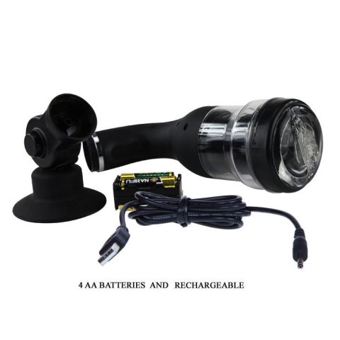 Masturbator rotujący waginalny Baile z przyssawką USB czarny 37 cm