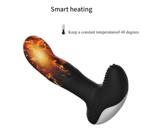 Masażer prostaty silikonowy z pilotem USB grzewczy 13.5 cm czarny