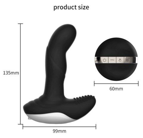Masażer prostaty silikonowy z pilotem USB grzewczy 13.5 cm czarny