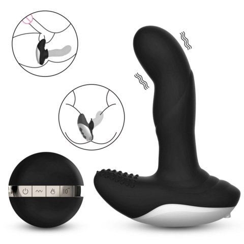 Masażer prostaty silikonowy z pilotem USB grzewczy 13.5 cm czarny
