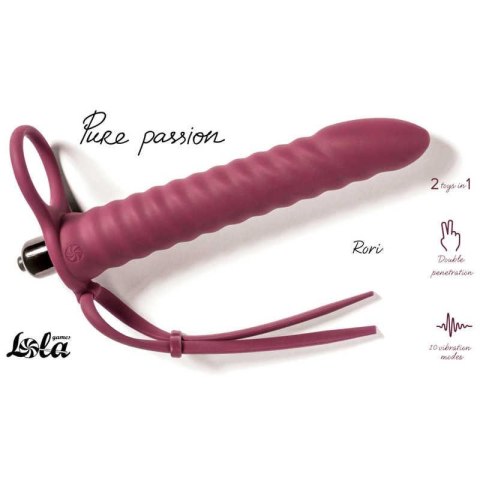 Strap on silikonowy Pure Passion Rori bordowy z wibracją