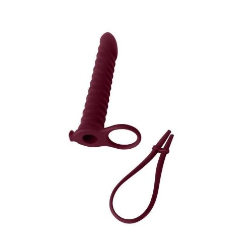 Strap on silikonowy Pure Passion Rori bordowy z wibracją