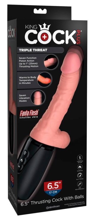 Wibrator realistyczny King Cock Plus z pchnięciami USB 27 cm