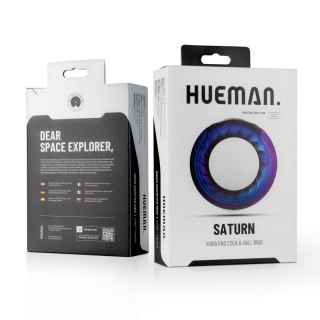 Pierścień wibrujący na penisa i jądra Hueman Saturn fioletowy USB