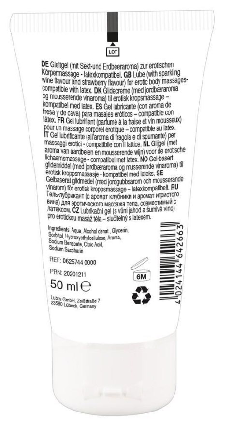 Wegański żel do masażu erotycznego Lick it! truskawka wino musujące 50 ml