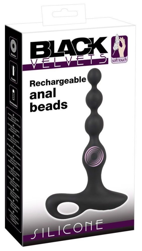 Wibrujące kule analne Black Velvets silikonowe 20 cm USB