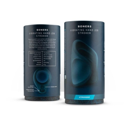 Wibrujący silikonowy masturbator ręczny Boners niebieski 8.5 cm USB