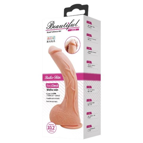 Dildo realistyczne ssące zakrzywione Baile Beautiful Jack cieliste 26 cm
