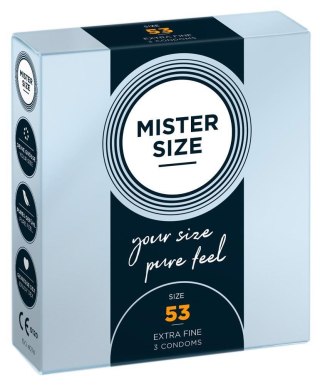 Prezerwatywy cienkie transparentne Mister Size 53 mm wegańskie 3 szt