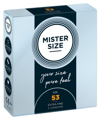 Prezerwatywy cienkie transparentne Mister Size 53 mm wegańskie 3 szt