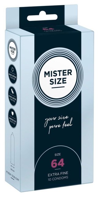 Prezerwatywy wegańskie Mister Size 64mm cienkie 22cm 10 szt