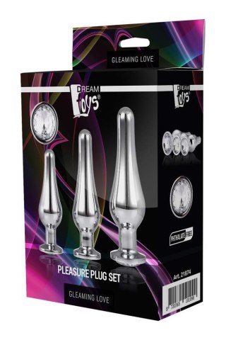 Zestaw Aluminiowych Korków Analnych Gleaming Love Srebrny z Klejnotem