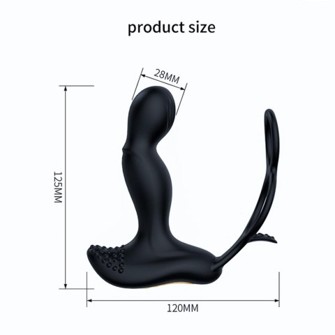 Masażer prostaty silikonowy z pilotem i grzaniem 12,5 cm czarny