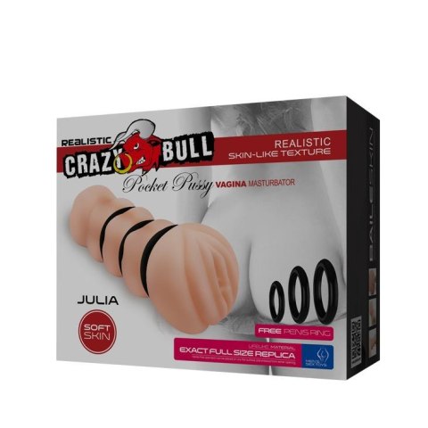 Masturbator wagina Crazy Bull Julia realistyczny prążkowany