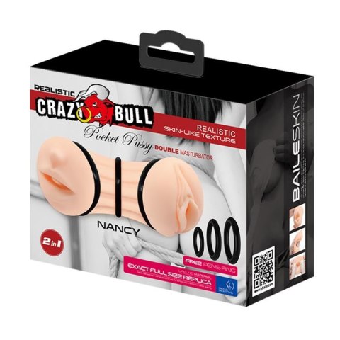 Podwójny masturbator Crazy Bull Nancy prążkowany realistyczny