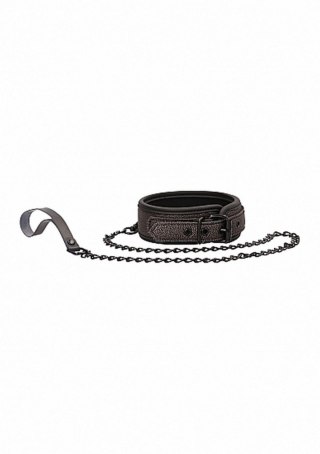 Elegancka obroża ze smyczą Ouch tytanowo szara 97 cm