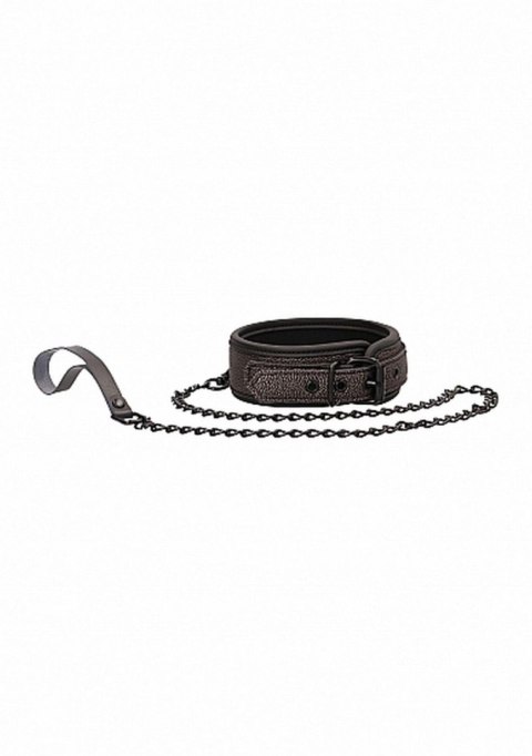 Elegancka obroża ze smyczą Ouch tytanowo szara 97 cm