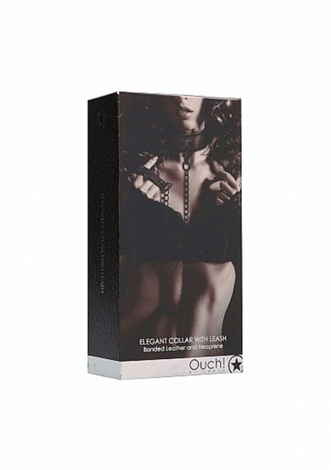 Elegancka obroża ze smyczą Ouch tytanowo szara 97 cm