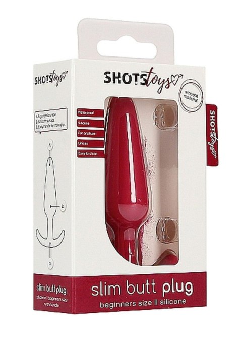 Korek analny silikonowy ShotsToys czerwony z uchwytem