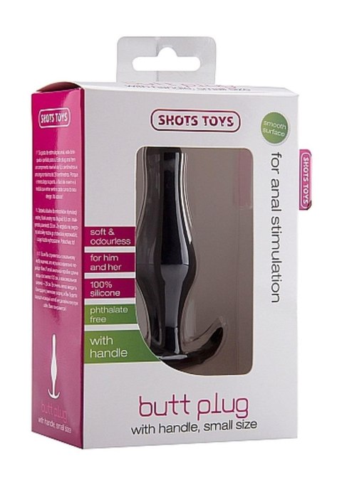 Korek analny z rączką ShotsToys silikonowy mały czarny 9 5 cm