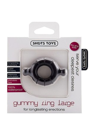 Pierścień erekcyjny Gummy Ring ShotsToys TPE duży czarny