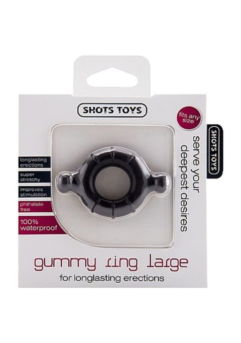 Pierścień erekcyjny Gummy Ring ShotsToys TPE duży czarny
