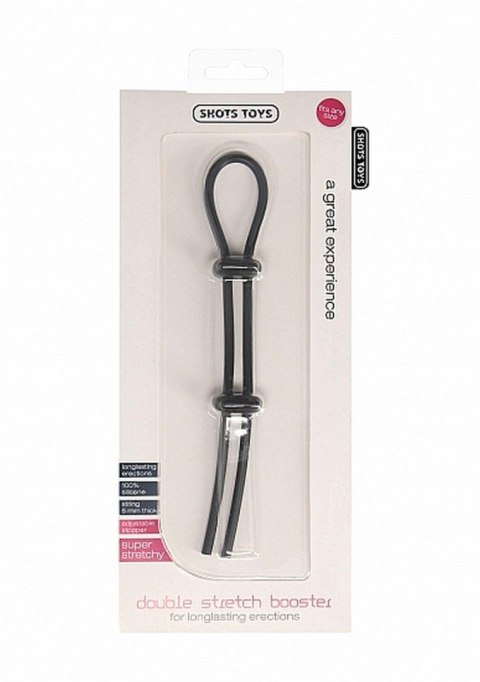 Pierścień erekcyjny regulowany Double Stretch Booster ShotsToys czarny