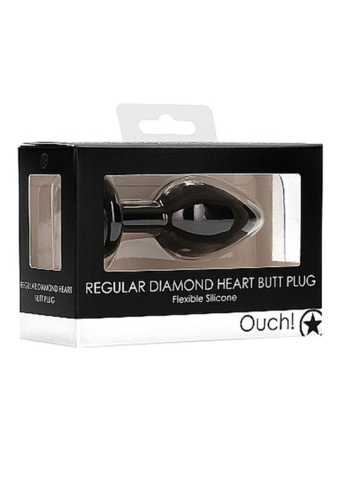 Silikonowy korek analny Diamond Heart Ouch! regularny czarny