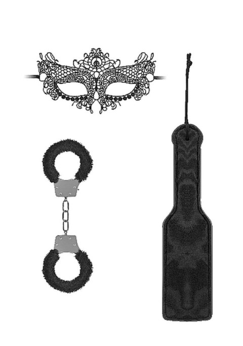 Zestaw Bondage z Futrzanymi Kajdankami Ouch Czarny