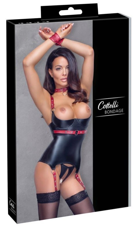 Komplet bielizny ouvert Cottelli BONDAGE czarno czerwony S