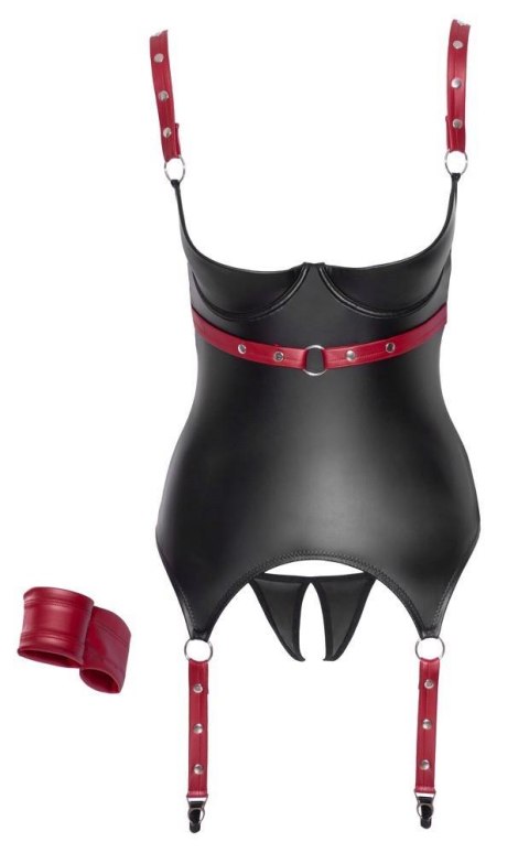 Komplet bielizny ouvert Cottelli BONDAGE czarno czerwony S