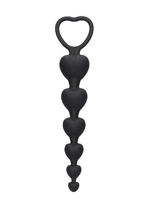 Łańcuszek kulek analnych serca Ouch! silikonowy czarny 14 cm