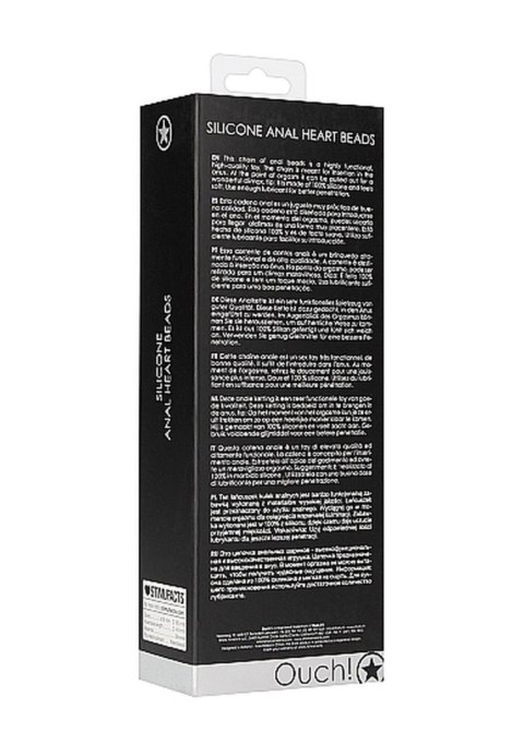 Łańcuszek kulek analnych serca Ouch! silikonowy czarny 14 cm