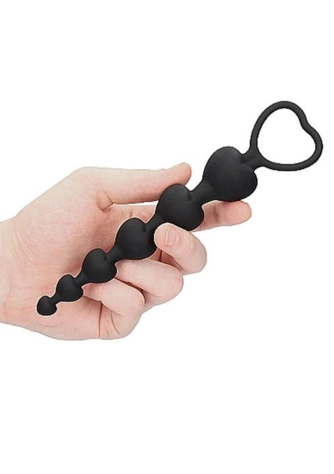 Łańcuszek kulek analnych serca Ouch! silikonowy czarny 14 cm