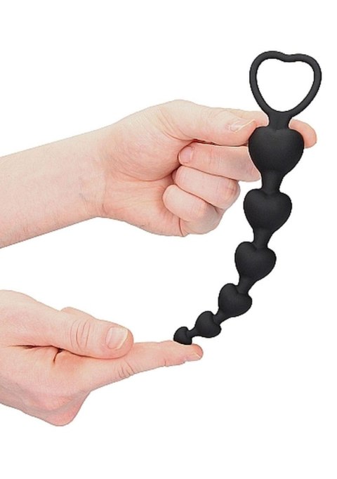 Łańcuszek kulek analnych serca Ouch! silikonowy czarny 14 cm