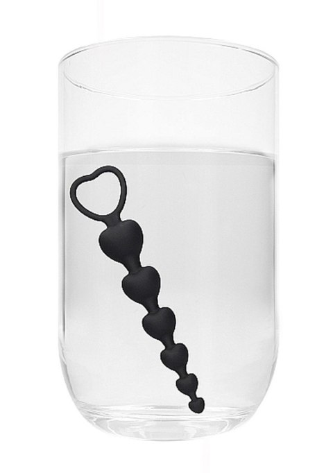 Łańcuszek kulek analnych serca Ouch! silikonowy czarny 14 cm