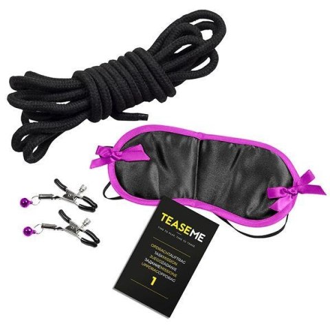 Gra erotyczna TeaseMe z maską bondage i opaskami sutkowymi Tease & Please