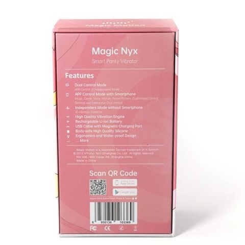 Wibrator do majtek Magic Motion Nyx sterowany aplikacją USB
