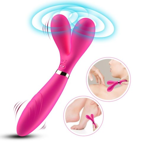 Wibrator dwuramienny Y Wand B Series Joy silikonowy różowy USB 19 cm