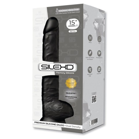 Dildo realistyczne Silexd XXL z przyssawką 38 cm czarny