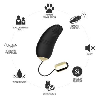 Jajeczko wibrujące Kitty silikonowe zdalne czarny USB