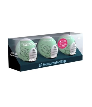 Jajka masturbacyjne Satisfyer Riffle zestaw 3 jasnozielony biały 7 cm