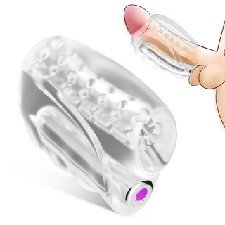 Męski wibrujący masturbator teksturowany Master transparentny USB